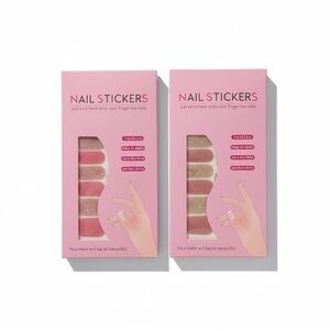 003 Pink and Gold Glitter Nail Stickers